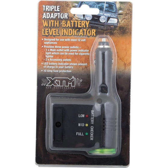 XTM 4x4 Accessories XTM Adaptor Triple With Batt Level Indicator 12V 10A 3 XTM 4x4 Accessories XTM Adaptor Triple With Batt Level Indicator 12V 10A